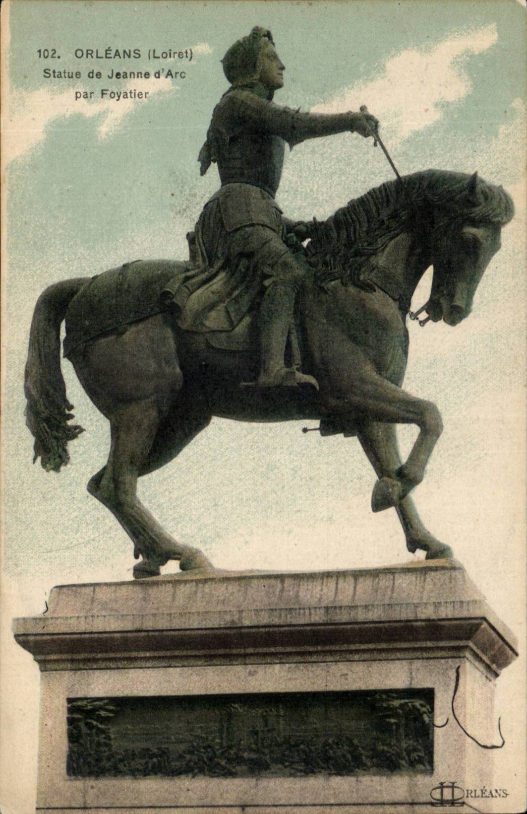 Orléans (Loiret) — Statue de Jeanne d'Arc par Foyatier — éditeur Orléans, n° 102