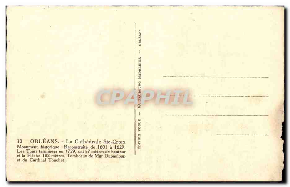 Orleans - La Cathedrale Sainte Croix - CPA  — Verso