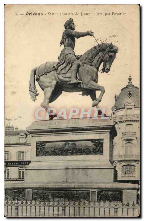 Orleans CPA Statue equestre de Jeanne d'arc par Foyatier
