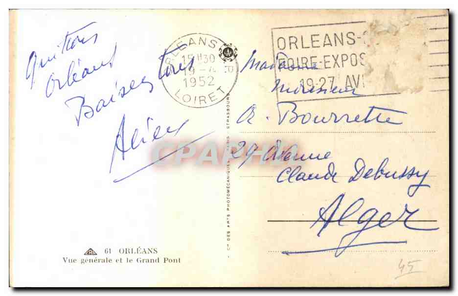 Orleans - Le Grand Pont - Vue Generale - Bridge - CPA  — Verso
