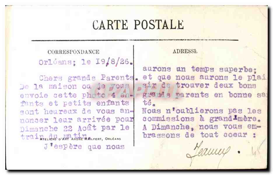 Orleans - 1926 - Maison de Francois I - CPA  — Verso