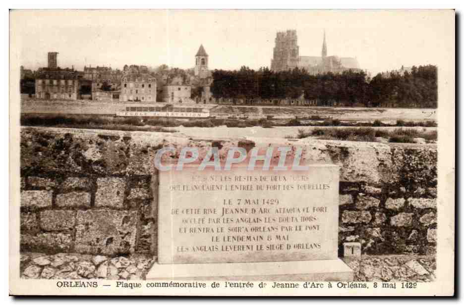 Orleans CPA Plaque commemorative de l'entree de Jeanne d'arc a Orleans 8 mai 1429