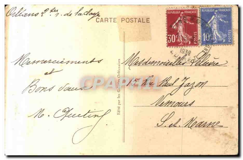 Orleans CPA Pont Georges V — Verso