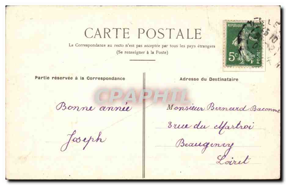 Orleans CPA le beffroi — Verso