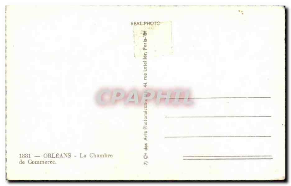 Orleans CPA La chambre de commerce — Verso