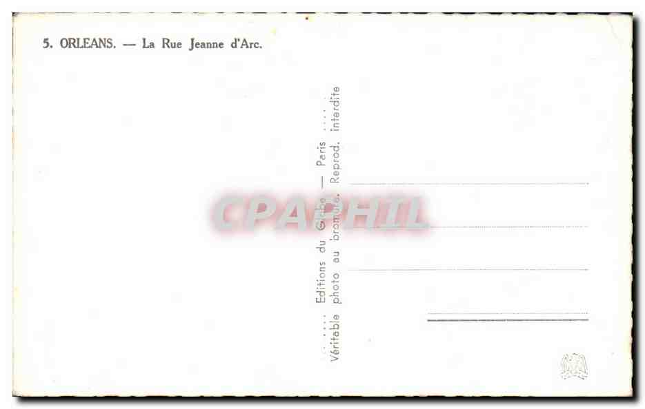 Orleans CPA La rue Jeanne d'arc — Verso