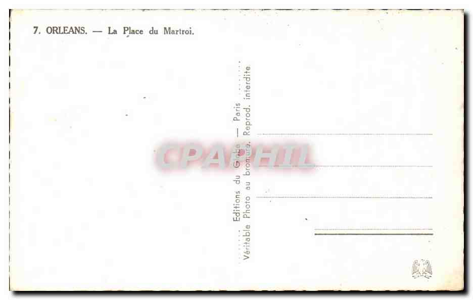 Orleans CPM La place du MArtroi — Verso