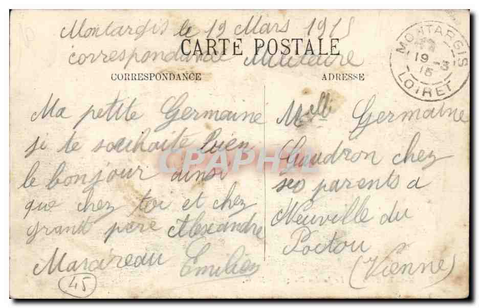 Montargis cPA Le jardin Durzy — Rückseite