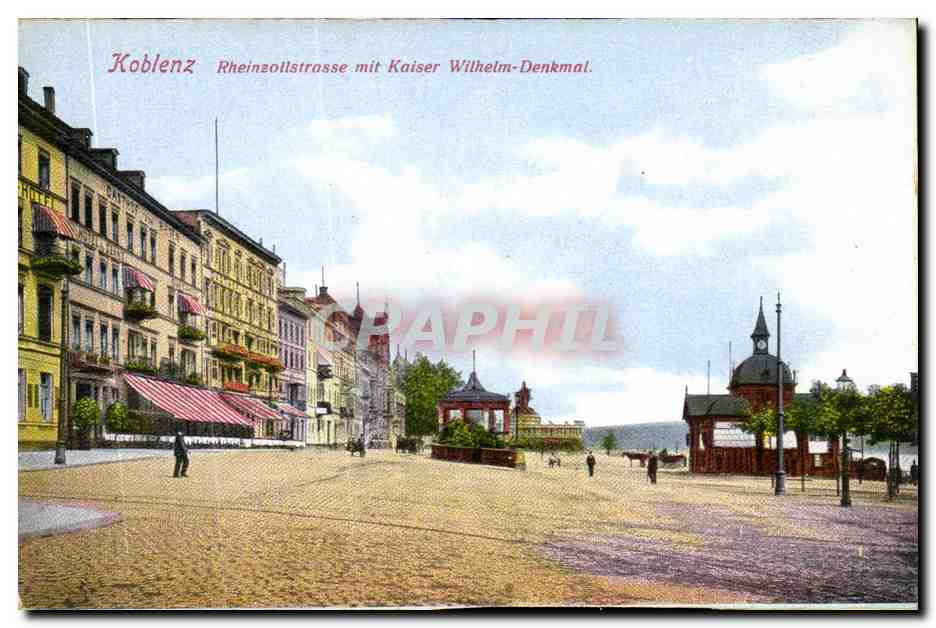 Koblenz - Rheinbollstraße mit Kaiser Wilhelm-Denkmal — éditeur CPAPHIL, n° 33106