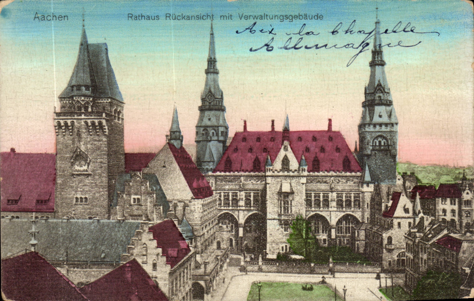 CPA Aachen Rathaus Rucksansicht mit Verwaltungsgebaude