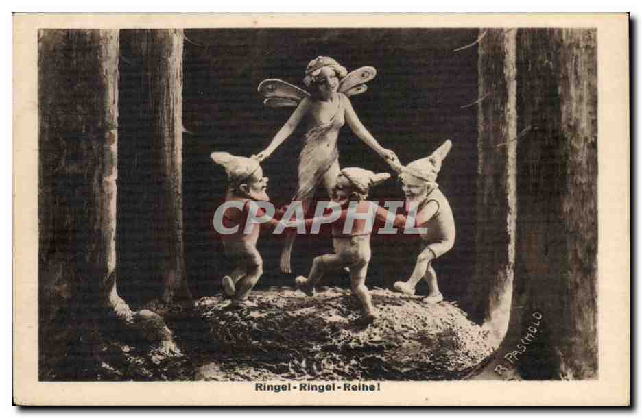 CPA Fantaisie Ringel Ringel Ringel Lutins Nain nains Dwarf dwarfs Ange angel