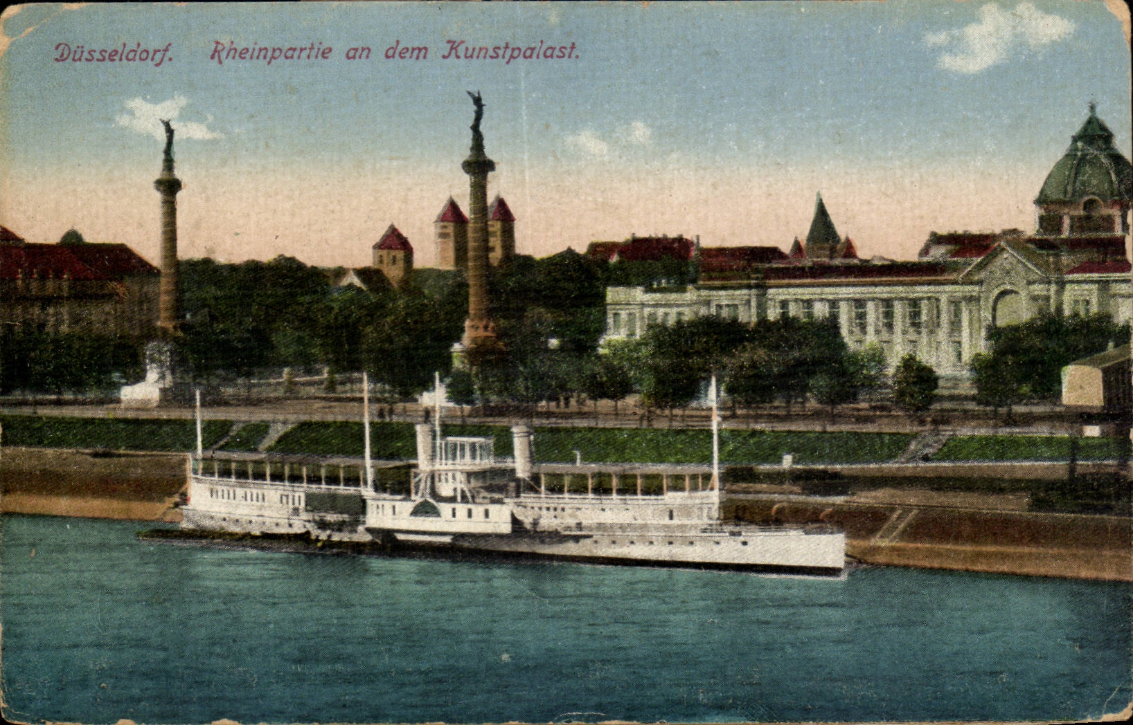 CPA Dusseldorf Rheinpartie an dem Kunstpalast