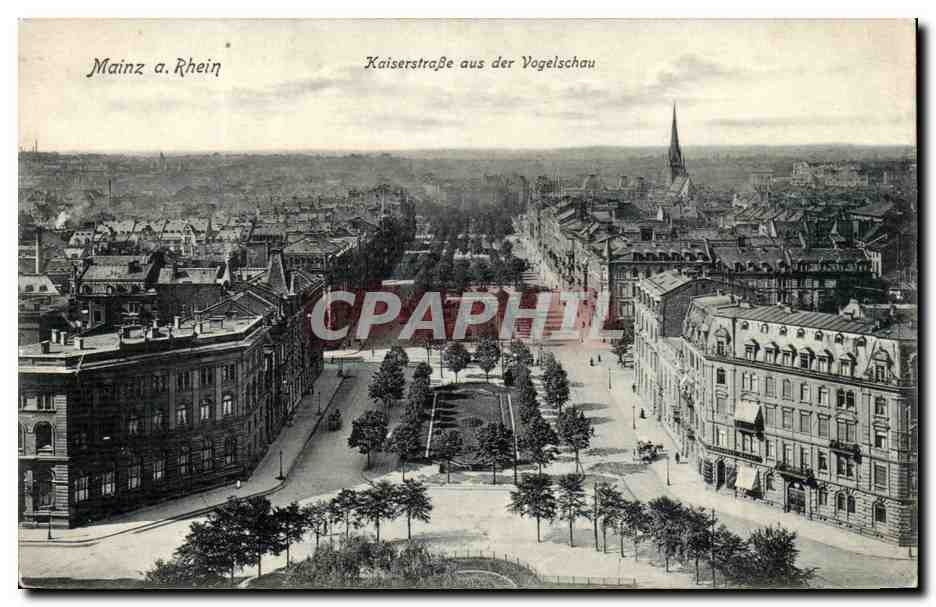 CPA Mainz am rhein Kaiserstrasse aus der Vogelschau