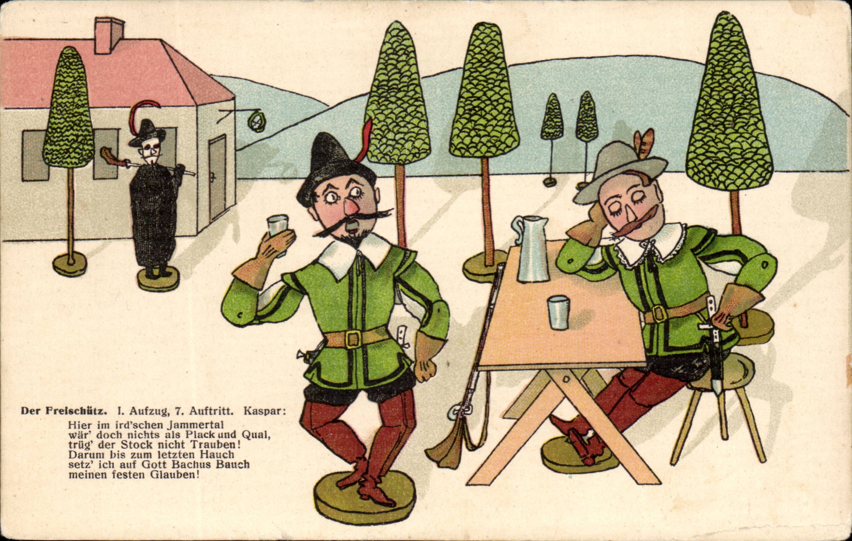 CPA Deer Freischutz Folklore