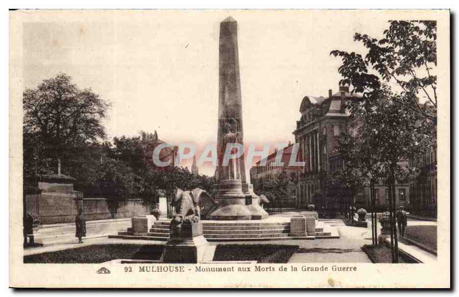 Mulhouse - Monument aux Morts de la Grande Guerre — éditeur Almétain des Arts Photographiques, Strasbourg, n° 92