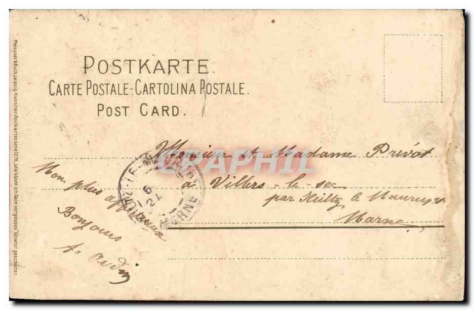 CPA Fantaisie Village et vaches — Rückseite