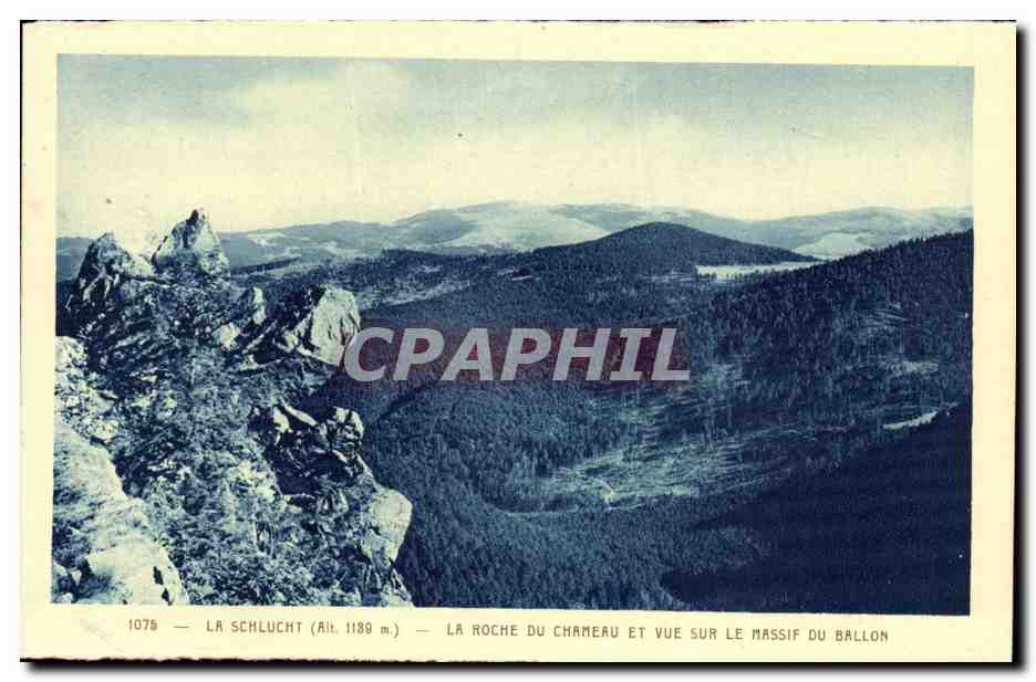 La Schlucht (Höhe 1189 m) — La Roche du Chameau und Blick auf den Ballon-Massiv — Edition Boehler, Bézant