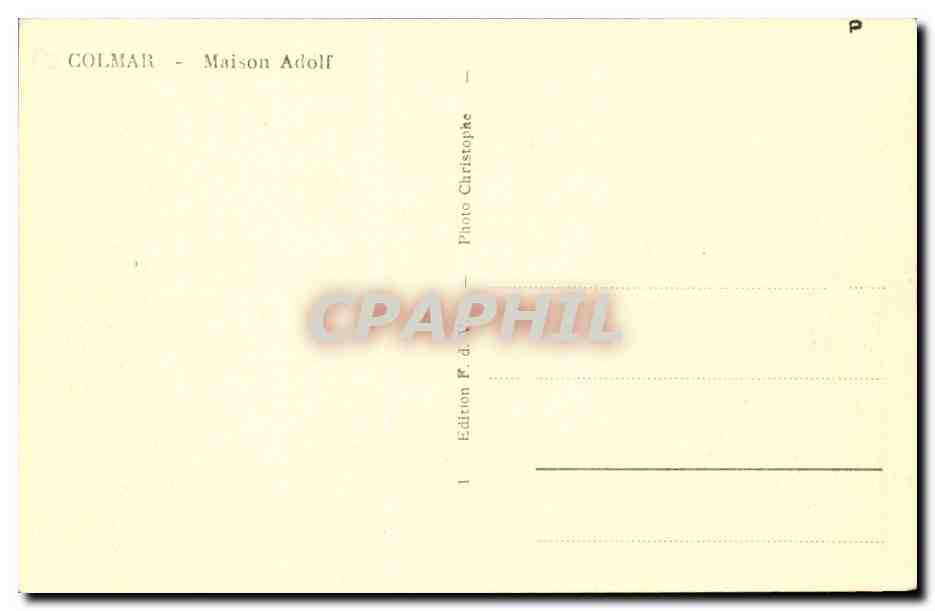 Colmar CPA Maison Adolf — Rückseite