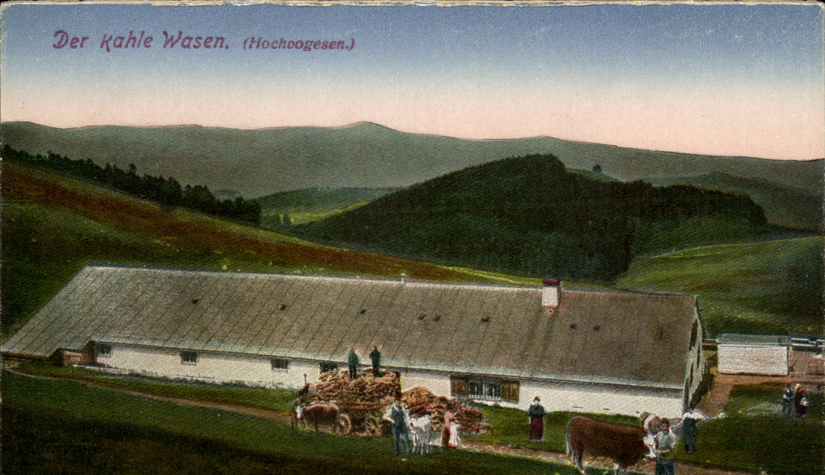 Der Kahle Wasen. (Hochhoogesen.) — Bergansicht mit Gebäude und Bauern — Verlag nicht sichtbar