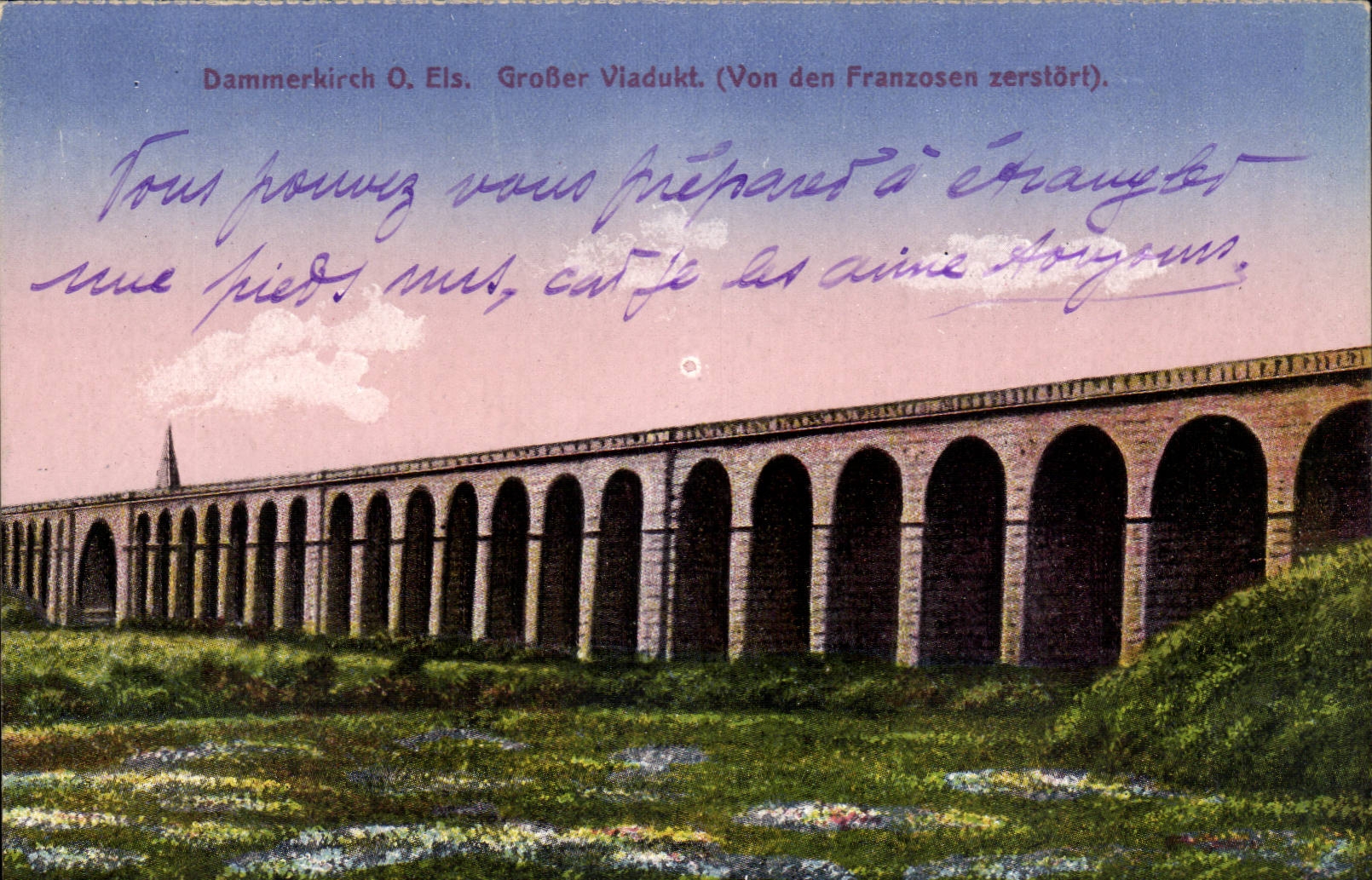 Dammerkirch O. Els. — Grand viaduc (Démolition par les Français). — Springer, Strasbourg, n°3495