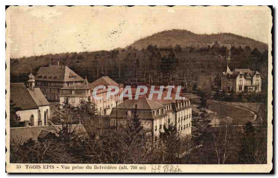 Trois Epis - Vue prise du Belvédère (alt. 700 m) — éditeur H. Plich, n° 33