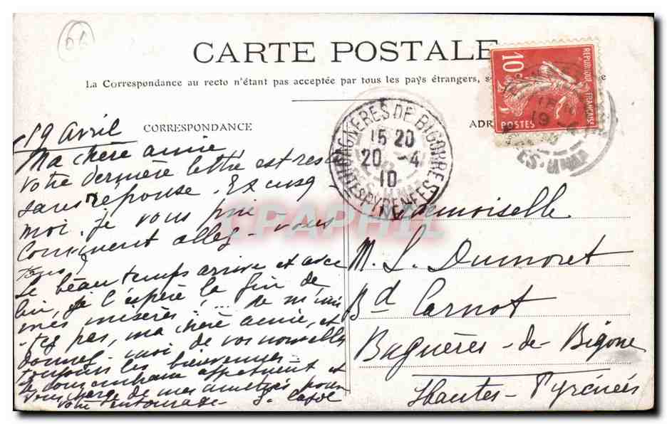 Cannes CPA Grande semaine d'aviation (27 mars 3 avril 1910) — Rückseite