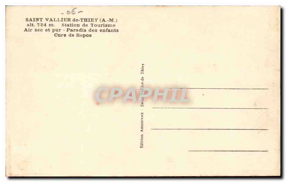 Saint Vallier Thiey CPA Station estivale Pont a Dieu — Rückseite