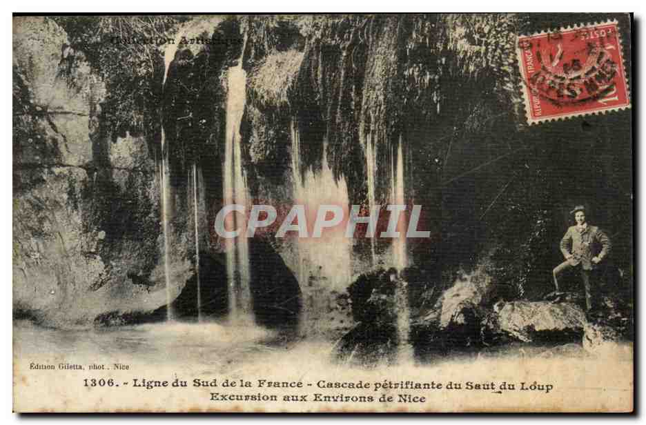 Ligne du sud de la France CPA Cascade petrifiante du Saut du Loup Excursion aux environs de Nice