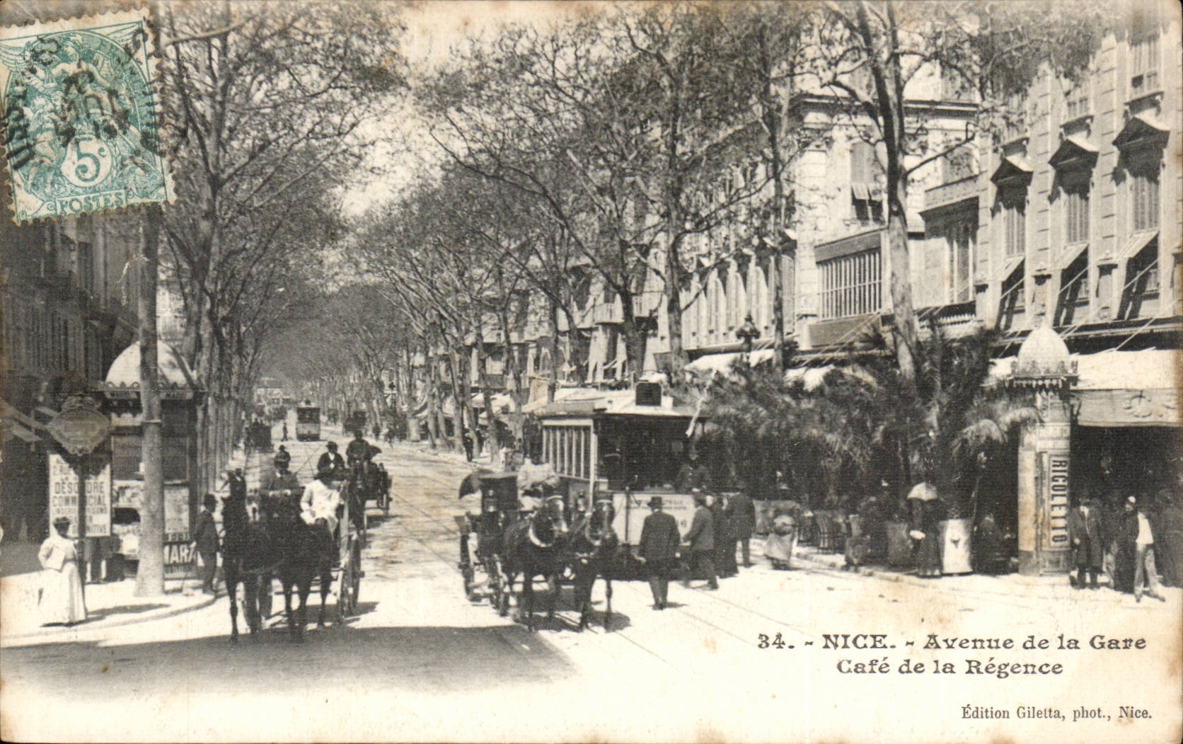 Nice - Avenue de La Gare - Cafe de la Regence - CPA 