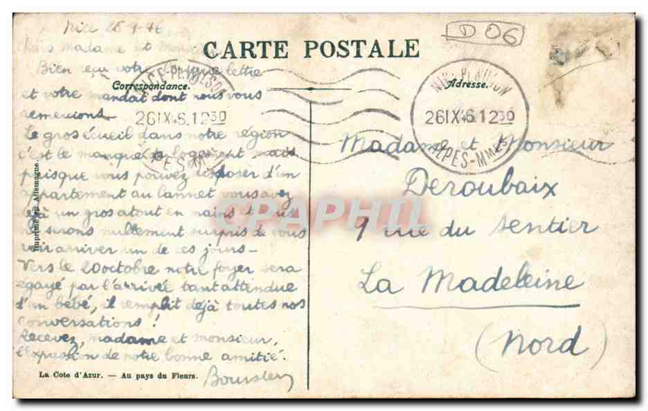 Nice - Promenade des Anglais - CPA  — Rückseite