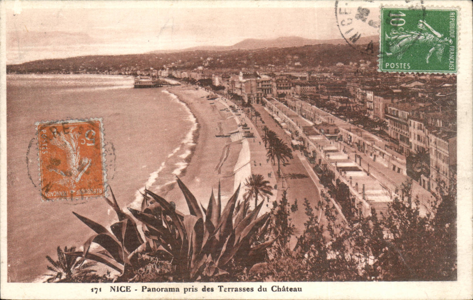 Nice CPA Panorama pris des terrasses du chateau