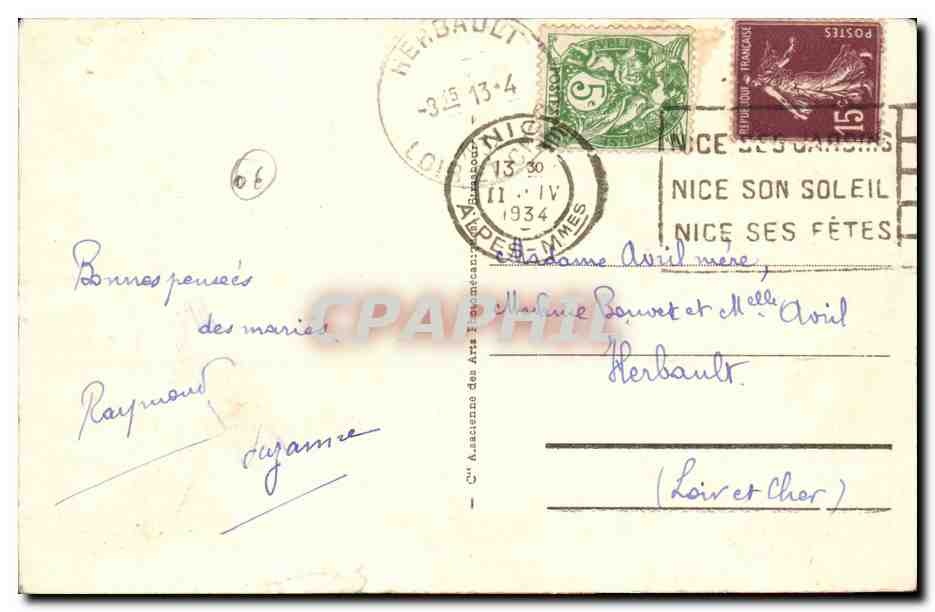 Nice CPA Vue prise du Mont Boron — Verso