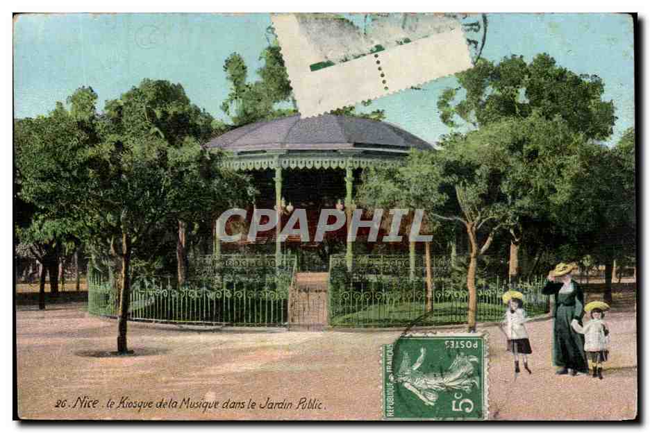 Nice CPA Le kiosque de musique dans le jardin public
