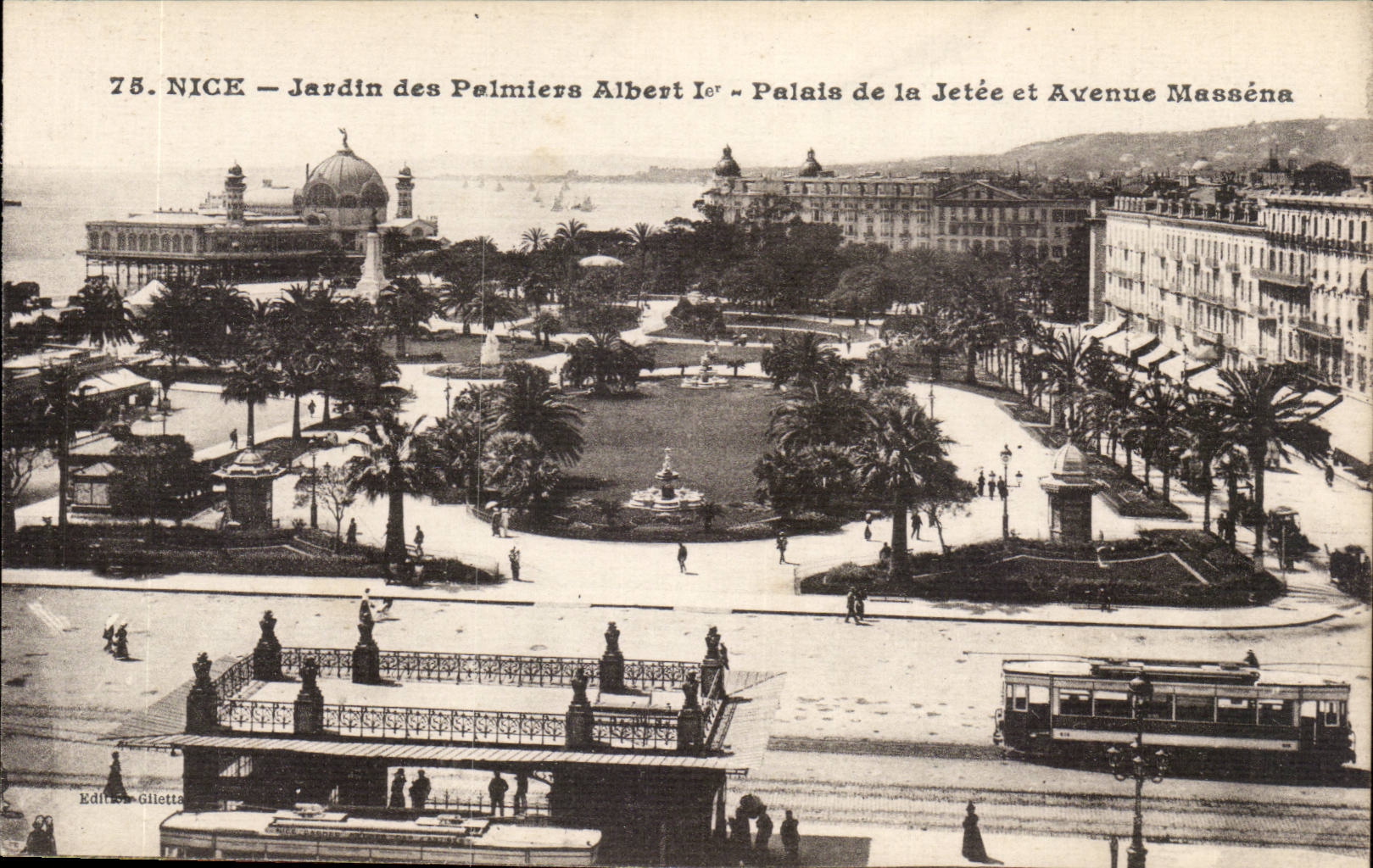 Nice CPA Jardin des palmiers Albert 1er palais de la jetee et avenue Massena