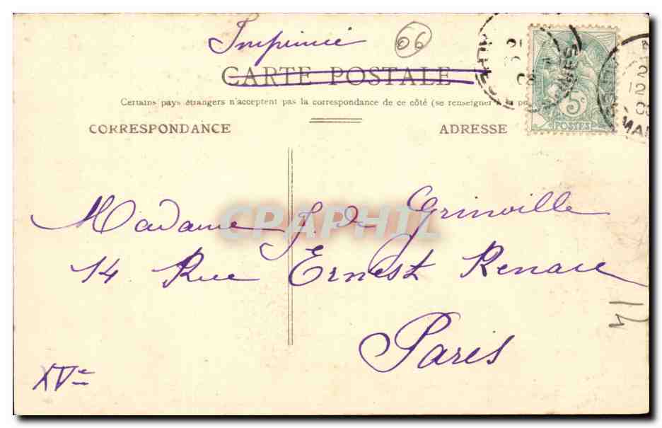 Nice CPA Cascade du jardin public — Verso