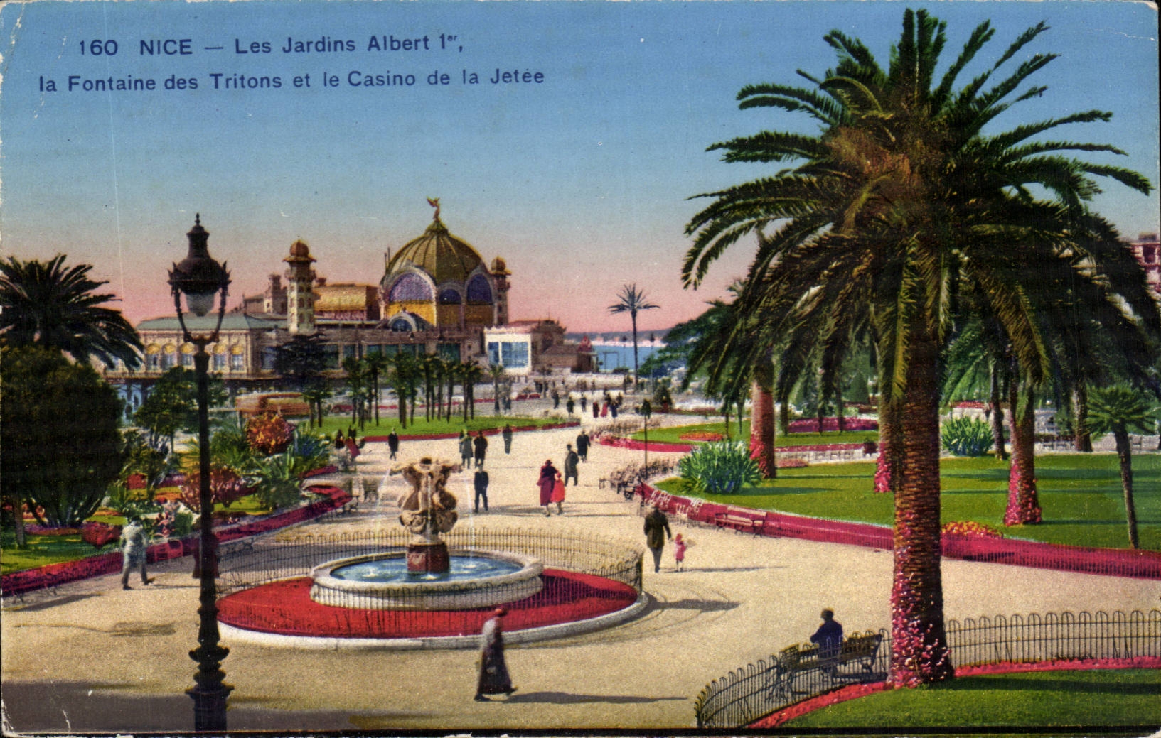 Nice CPA La fontaine des Tritons et le casino de la jetee