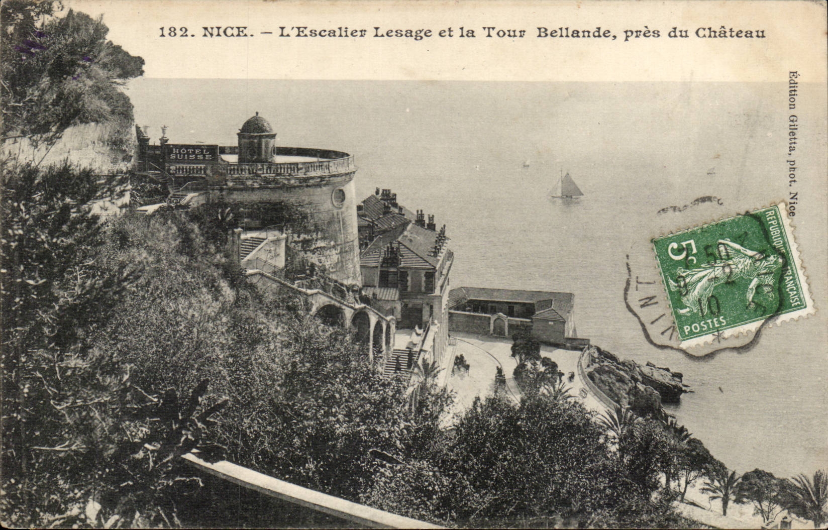 Nice CPA L'escalier lesage et la Tour Bellande pres du chateau
