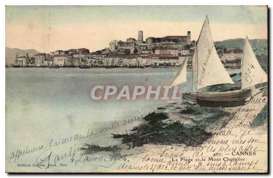Cannes CPA La plage et le Mont Chevalier