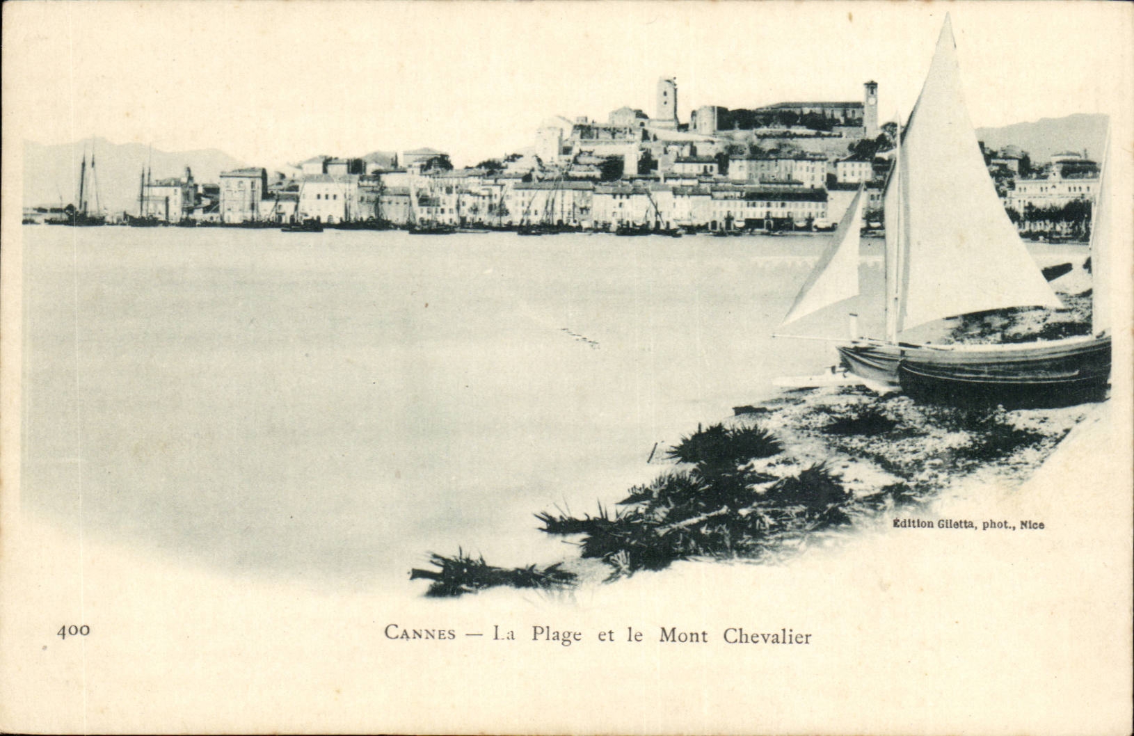 Cannes — La Plage et le Mont Chevalier — Edition Giletta, phot. Nice, n° 400