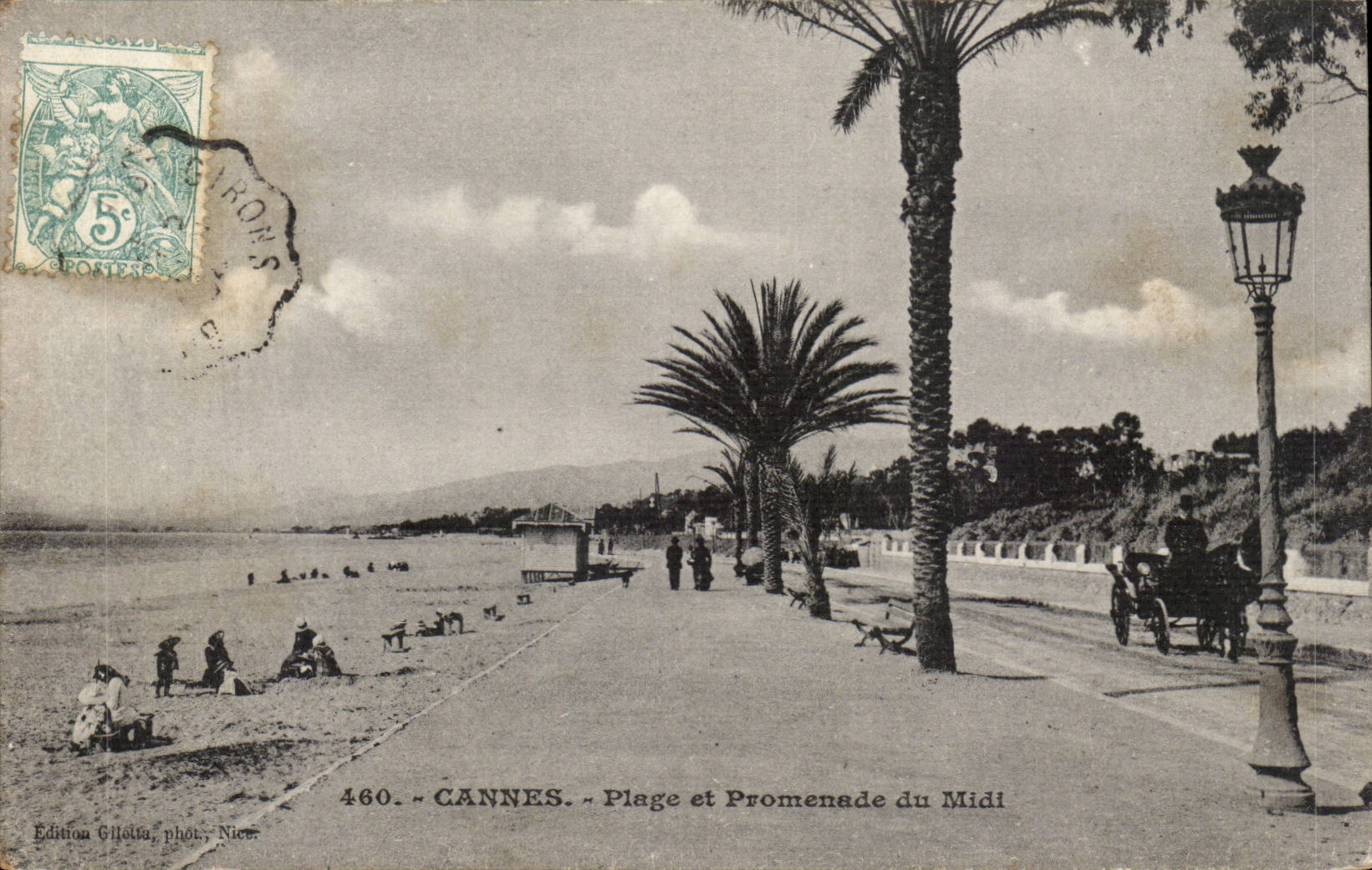 Cannes CPA plage et promenade du Midi