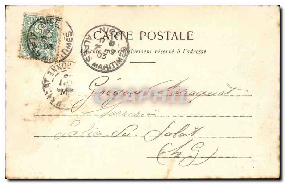Cannes CPA Vue prise de la route de Grasse — Rückseite