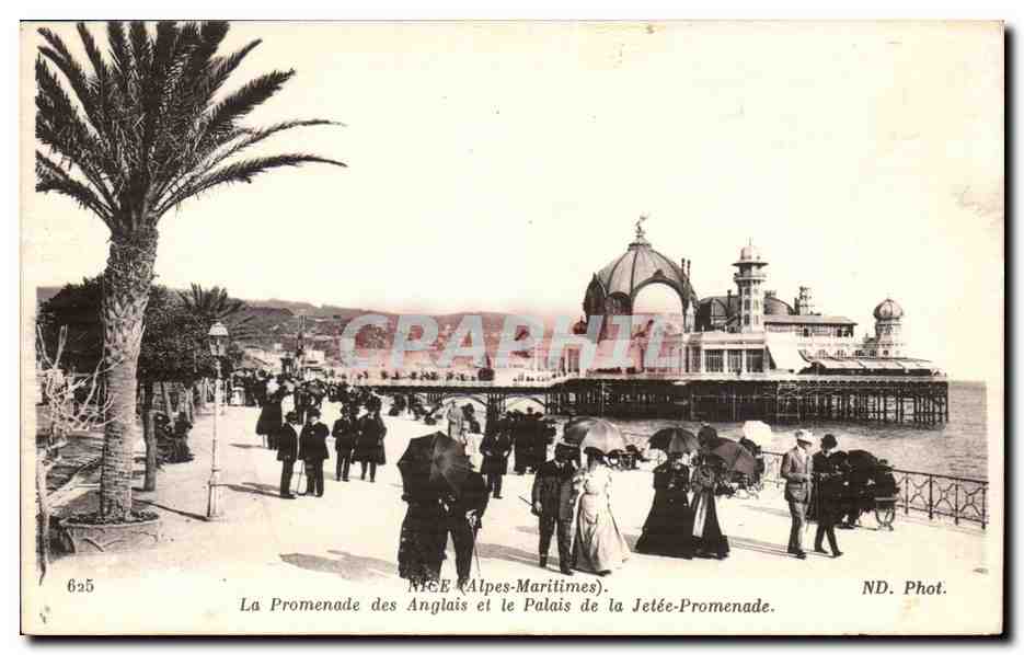 Nice CPA La promenade des anglais et le palais de la jetee promenade