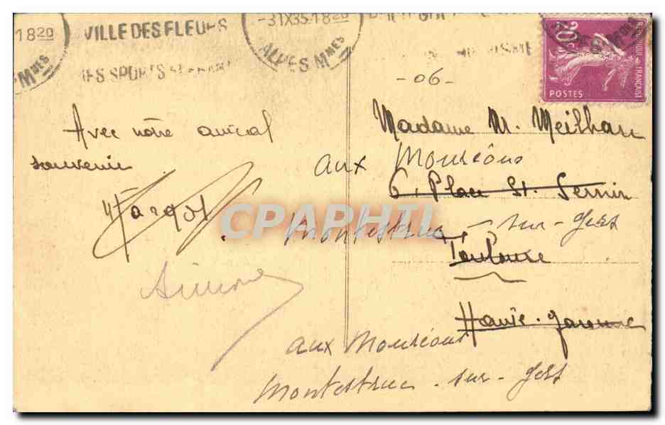 Cannes - Les Nouveaux Jardins - CPA  — Verso