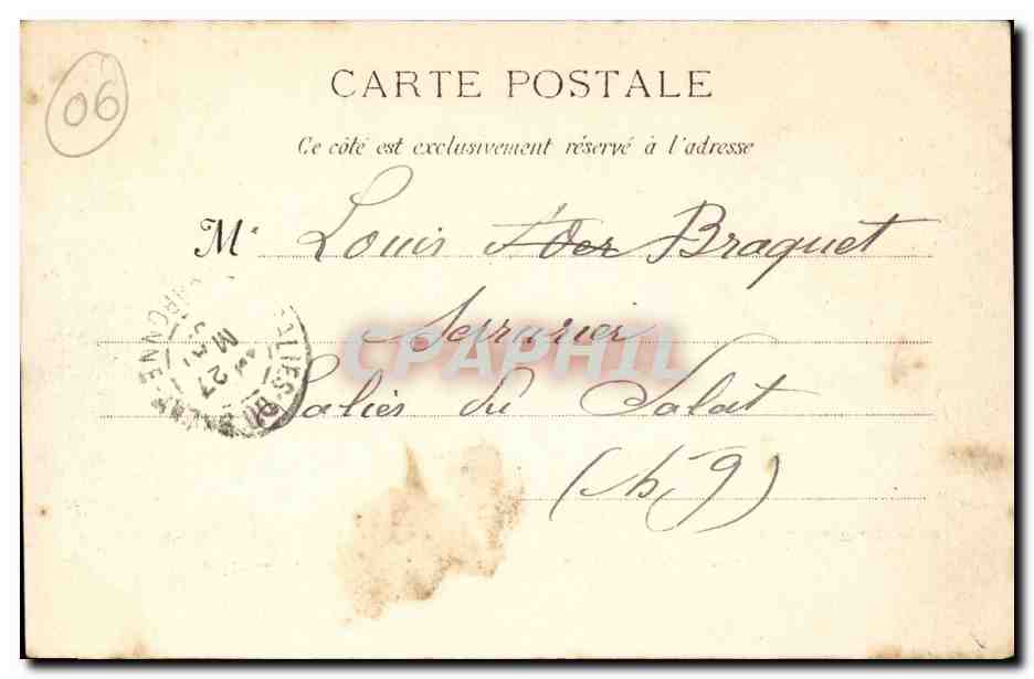 Juan Les Pins - Le Righi d'Hiver et le Mont Agel CPA  — Rückseite
