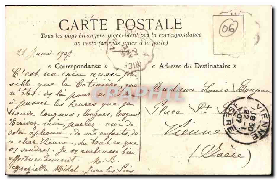 Antibes CPA La Pinede de Juan les Pins — Rückseite
