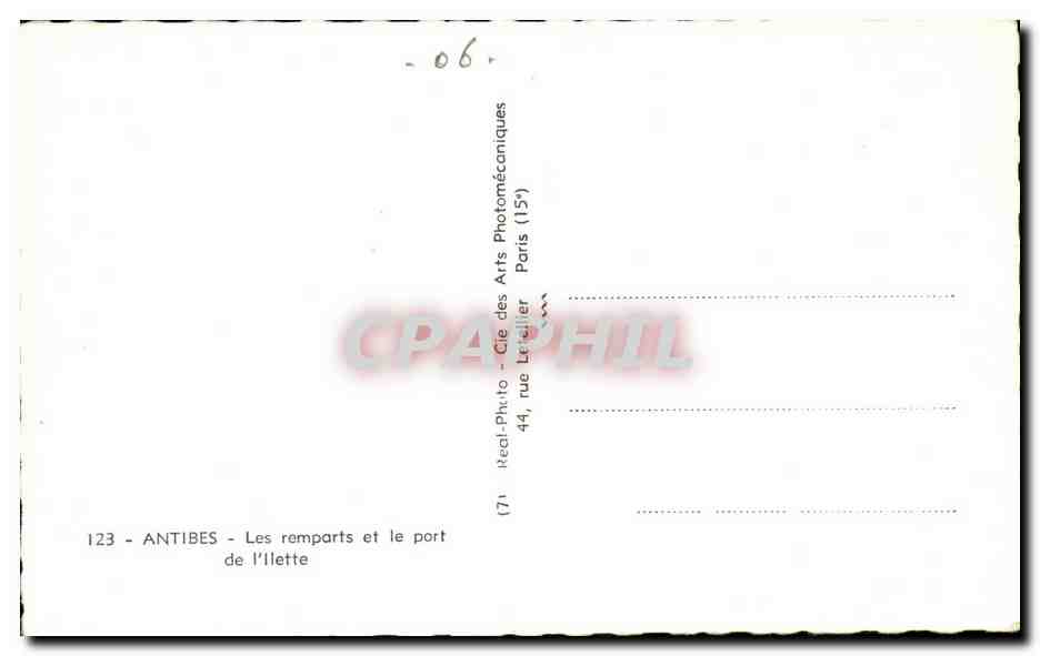 Antibes CPM Les remparts et le port de L'ilette — Rückseite