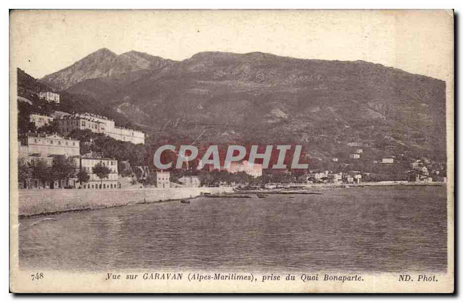 Vue sur le Garavan CPA Prise du quai Bonaparte