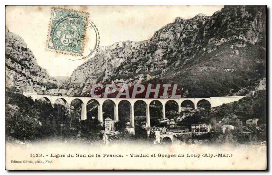 Ligne du Sud de la France CPA viaduc et gorges du Loup 
