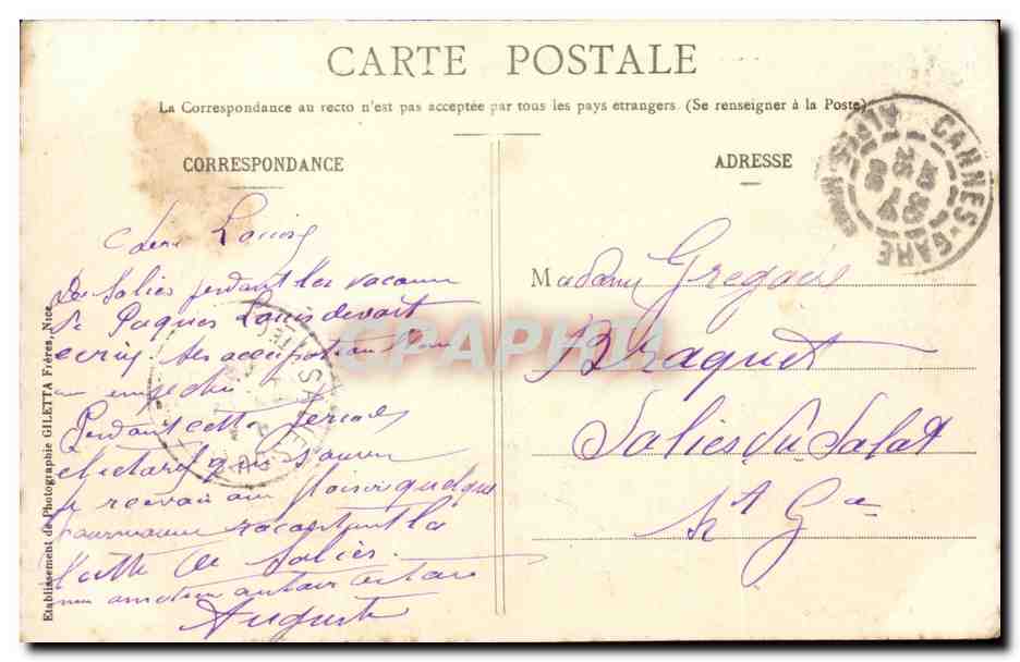 Beaulieu CPA Vue generale Vue prise de la petite Afrique — Verso