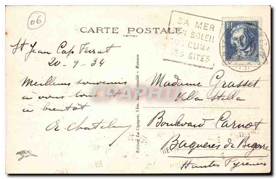 Saint Jean CAp Ferrat CPA Saint Hospice — Verso